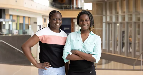 Madison College students Wendyam Ilboudo (right) and Todala Mone 