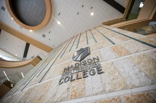 Wall with Madison College logo