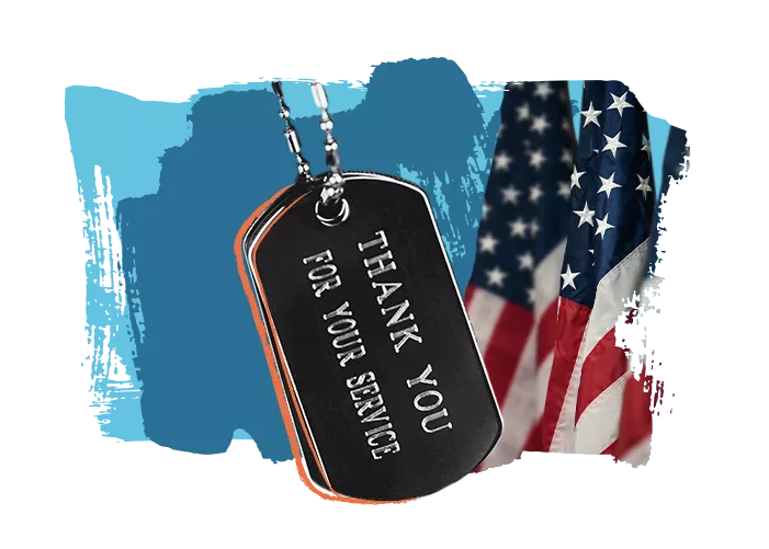 Military tags that say Thank you for your service